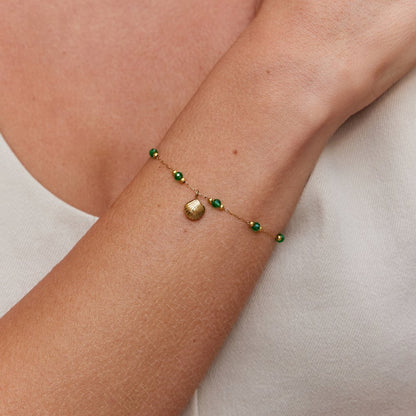 Nerissa Shell and Green Bead Bracelet