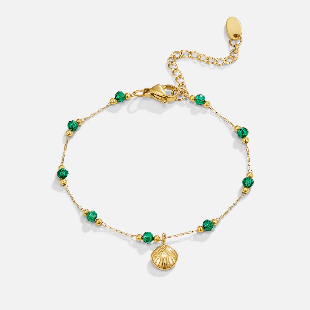 Nerissa Shell and Green Bead Bracelet
