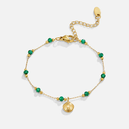 Nerissa Shell and Green Bead Bracelet