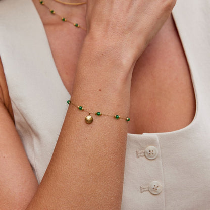 Nerissa Shell and Green Bead Bracelet