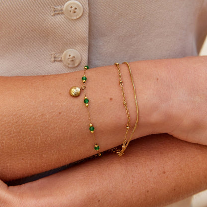 Nerissa Shell and Green Bead Bracelet