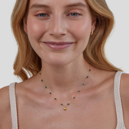 Nerissa Gold-Tone Shell and Green Bead Necklace