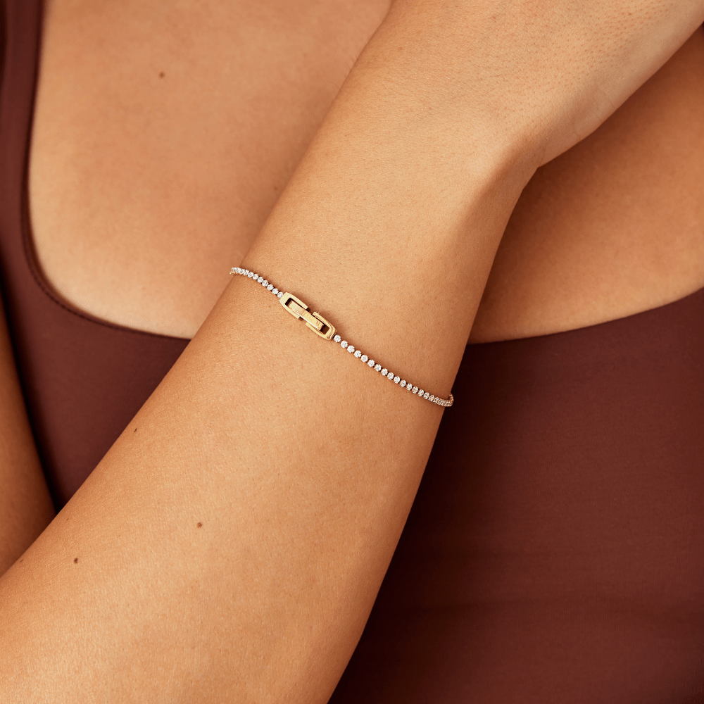 Niyah White Crystal Gold-Tone Bracelet
