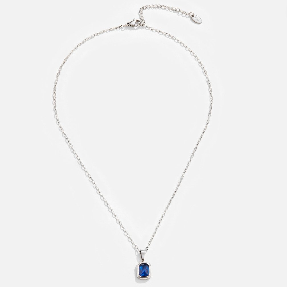 Ocean Blue Pendant Silver-Tone Necklace