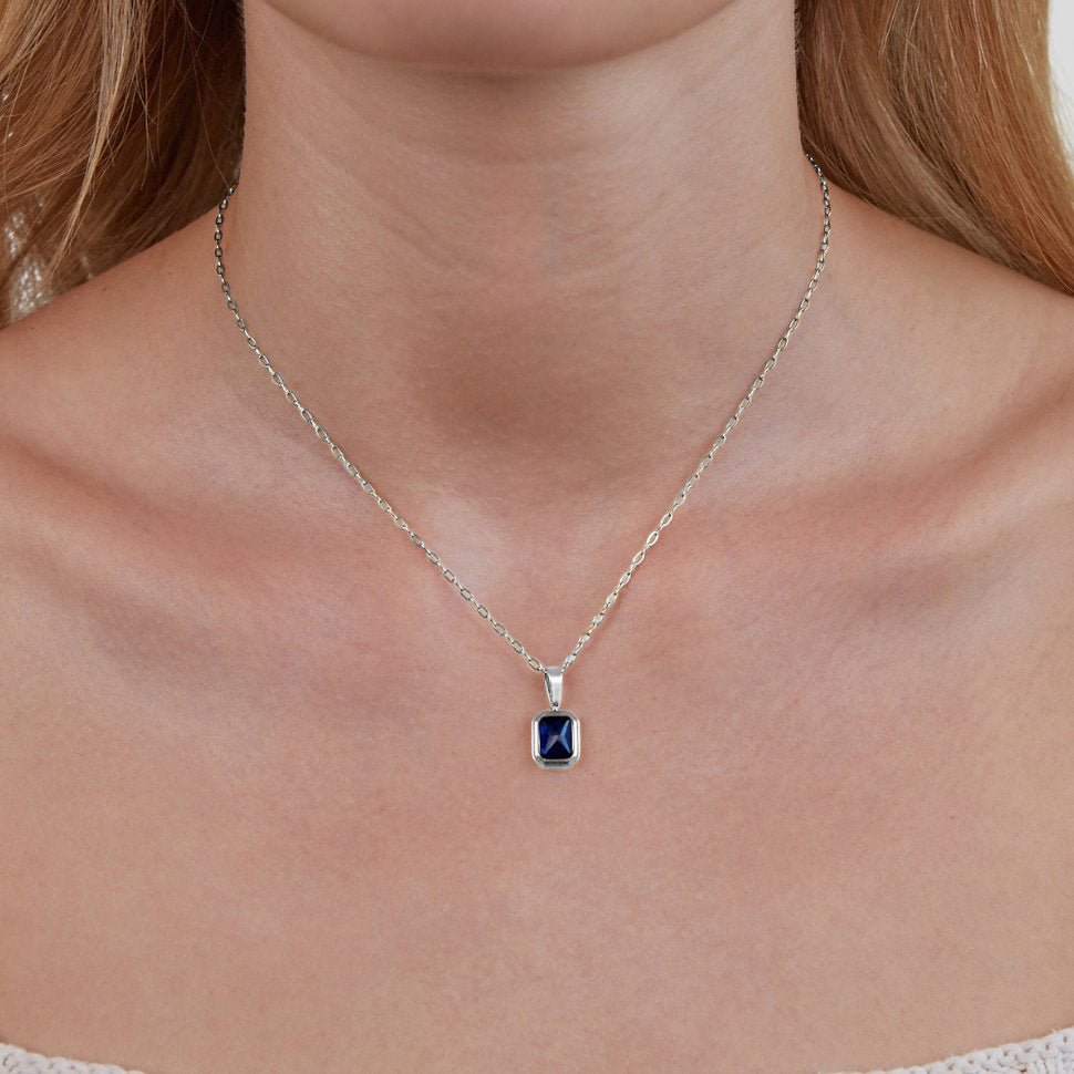 Ocean Blue Pendant Silver-Tone Necklace