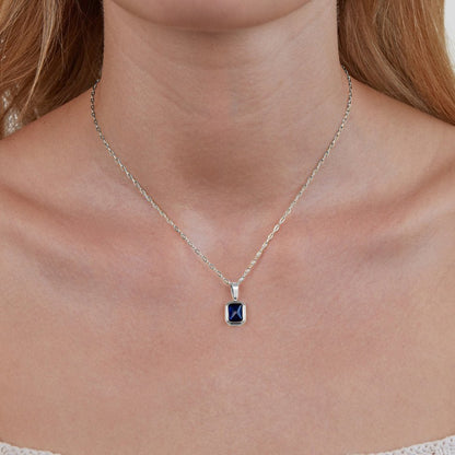 Ocean Blue Pendant Silver-Tone Necklace