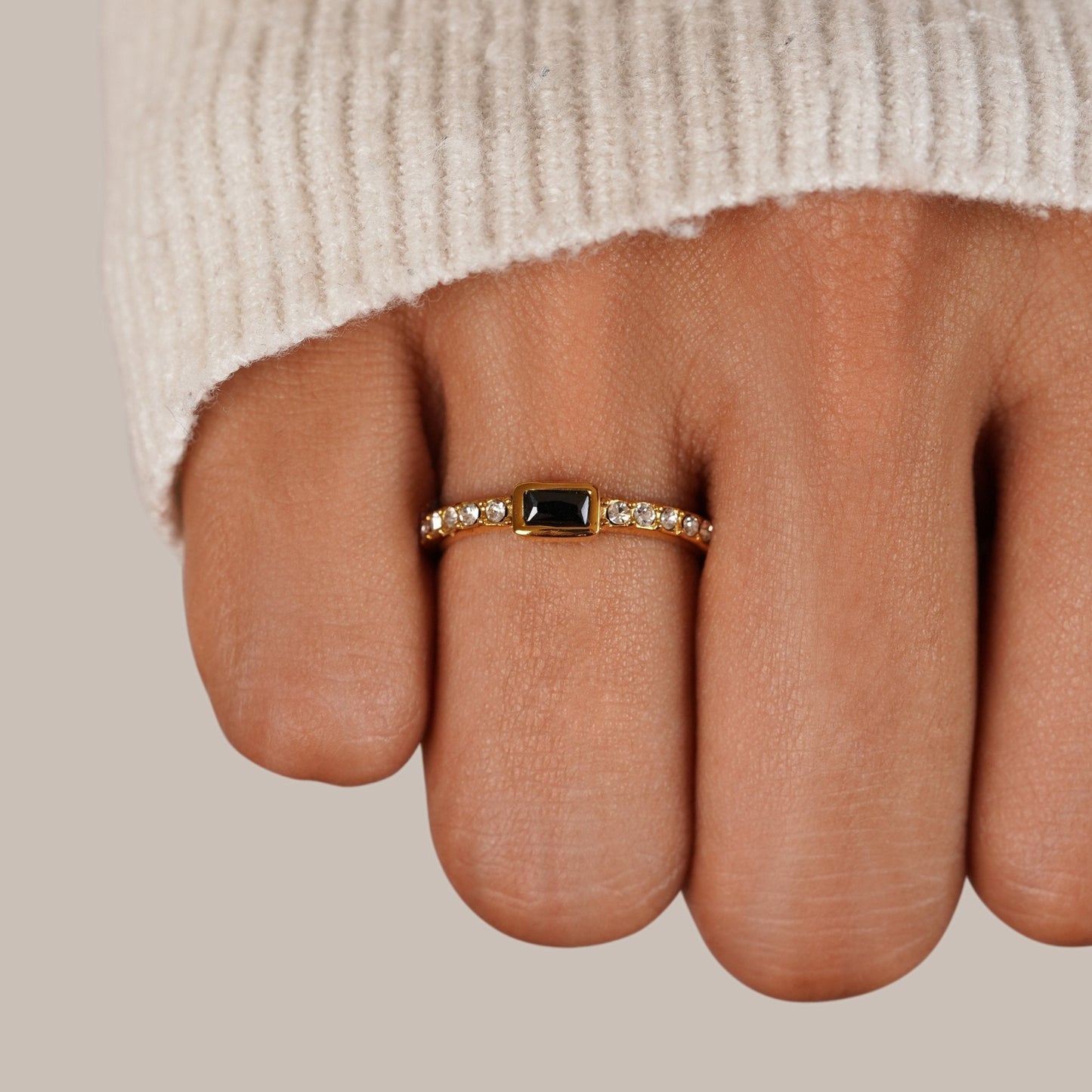 Onyx-Tone Black Crystal Ring