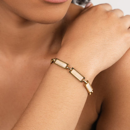 Opal-Effect Gold-Tone Baguette Bracelet