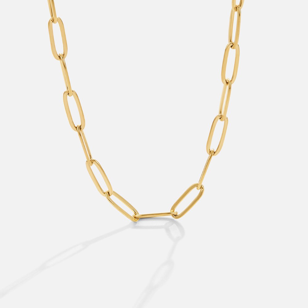 Gold-Tone Paperclip Chain Necklace