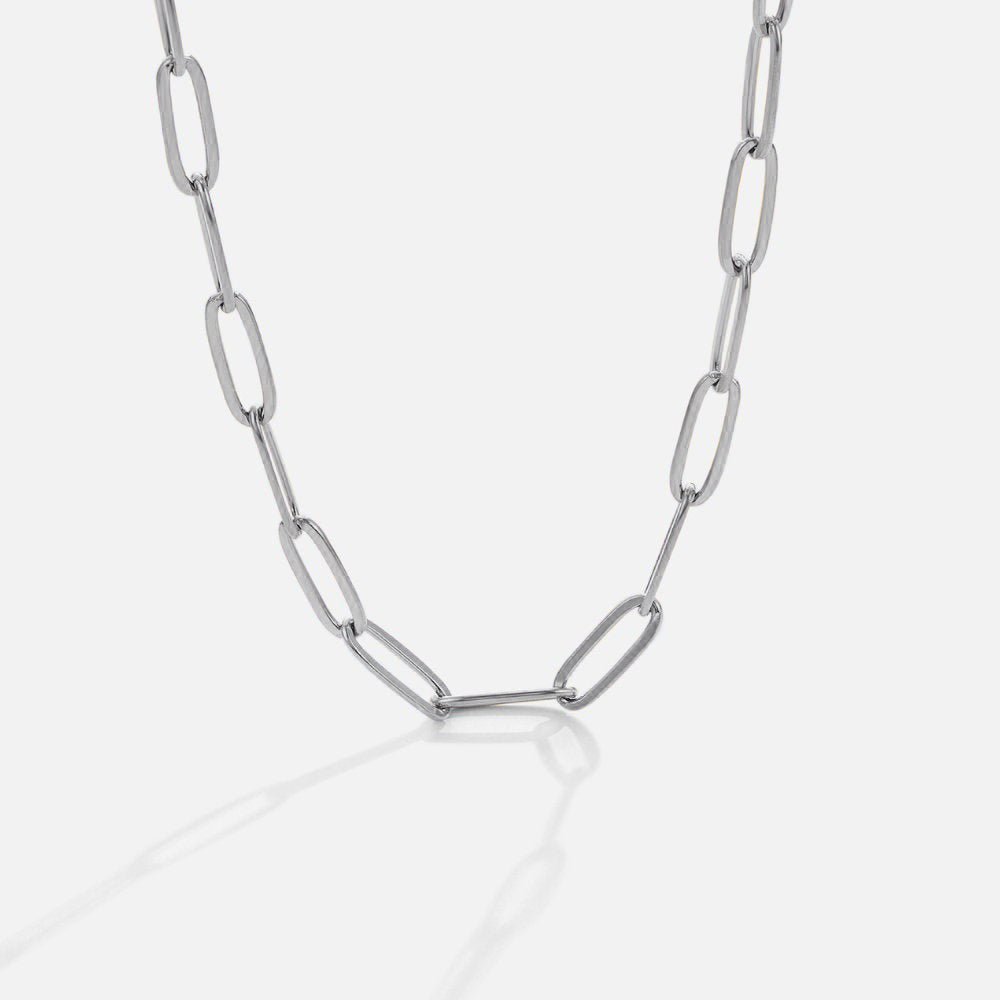 Silver-Tone Paperclip Chain Necklace