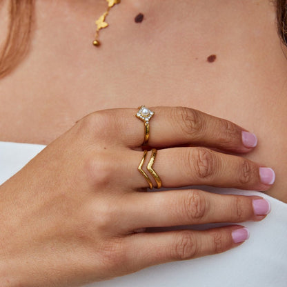 Pearl and Crystal Eternity Ring