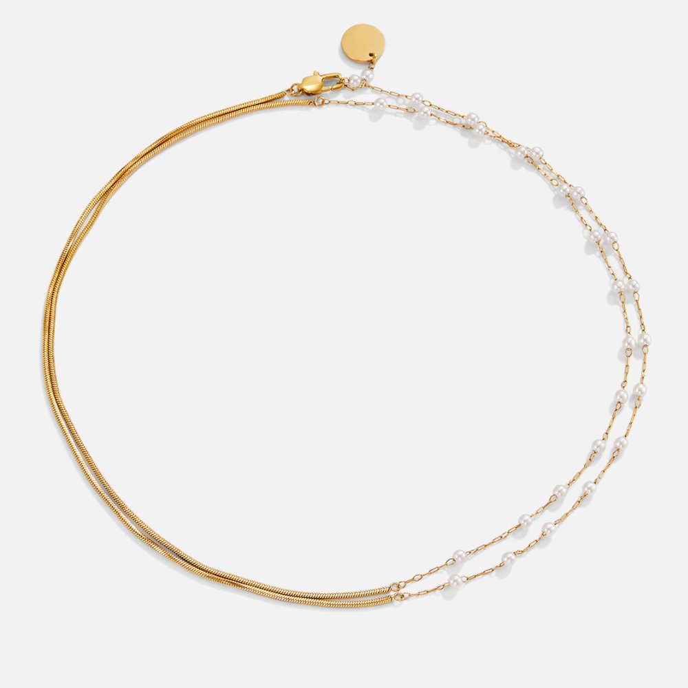 Pearl and Gold-Tone Long Chain Necklace