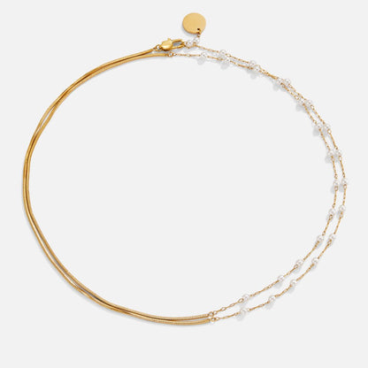 Pearl and Gold-Tone Long Chain Necklace