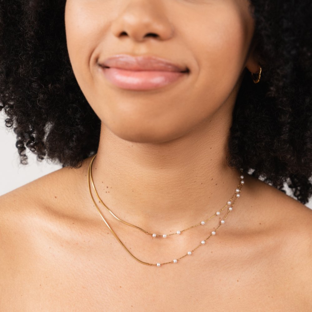 Pearl and Gold-Tone Long Chain Necklace