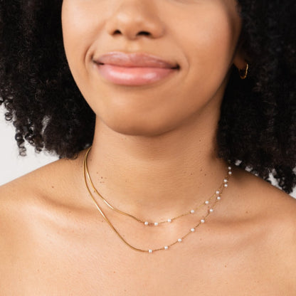 Pearl and Gold-Tone Long Chain Necklace