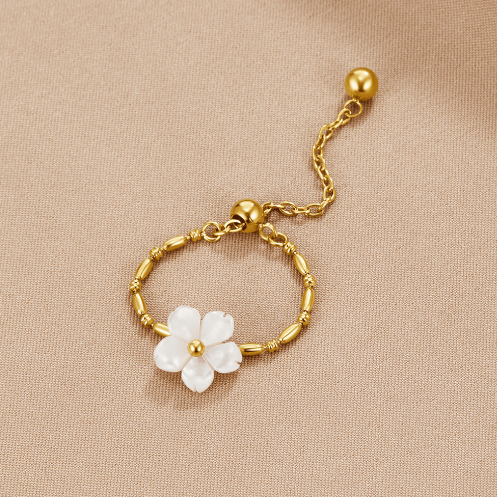 White Blossom Pearl Flower Ring