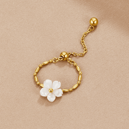 White Blossom Pearl Flower Ring