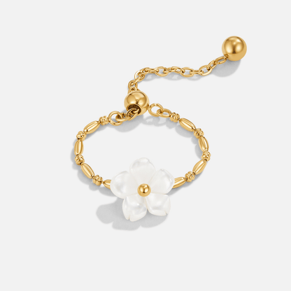 White Blossom Pearl Flower Ring