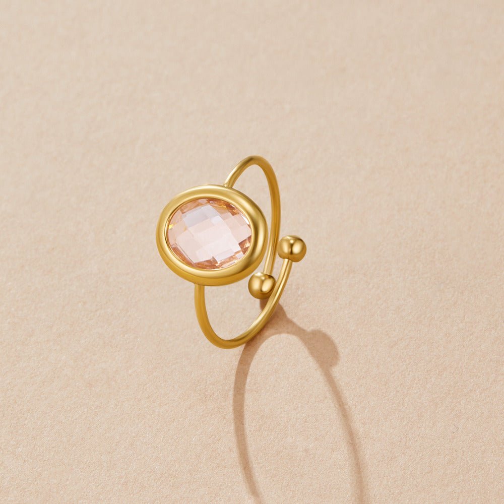 Pink Rose Crystal Gold-Tone Ring