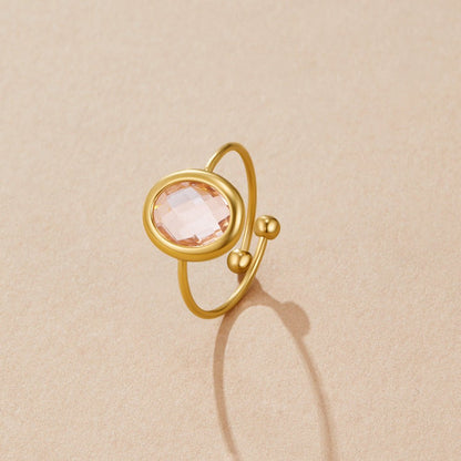 Pink Rose Crystal Gold-Tone Ring