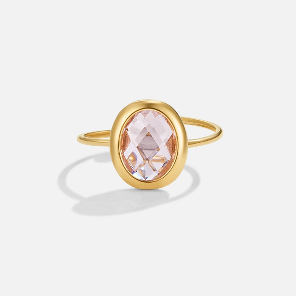 Pink Rose Crystal Gold-Tone Ring