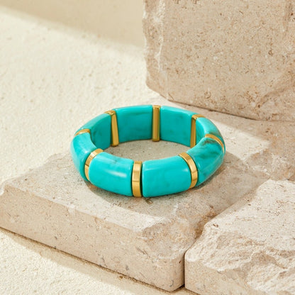 Priya Gold-Tone and Teal Elastic Bracelet