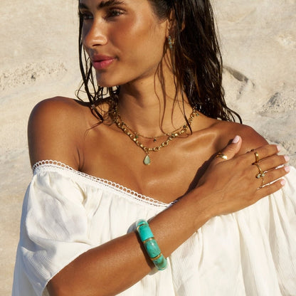 Priya Gold-Tone and Teal Elastic Bracelet
