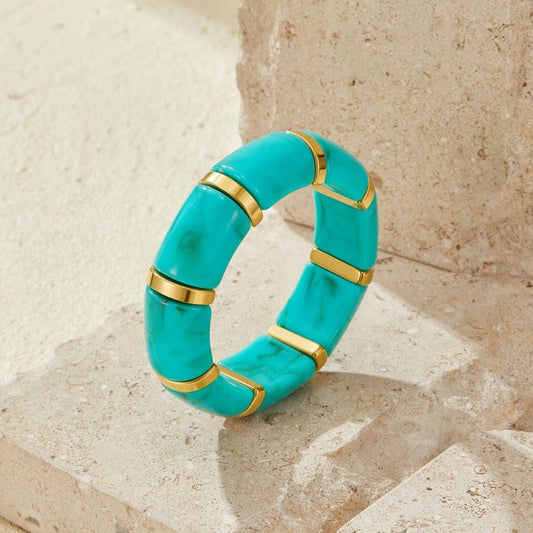 Priya Gold-Tone and Teal Elastic Bracelet