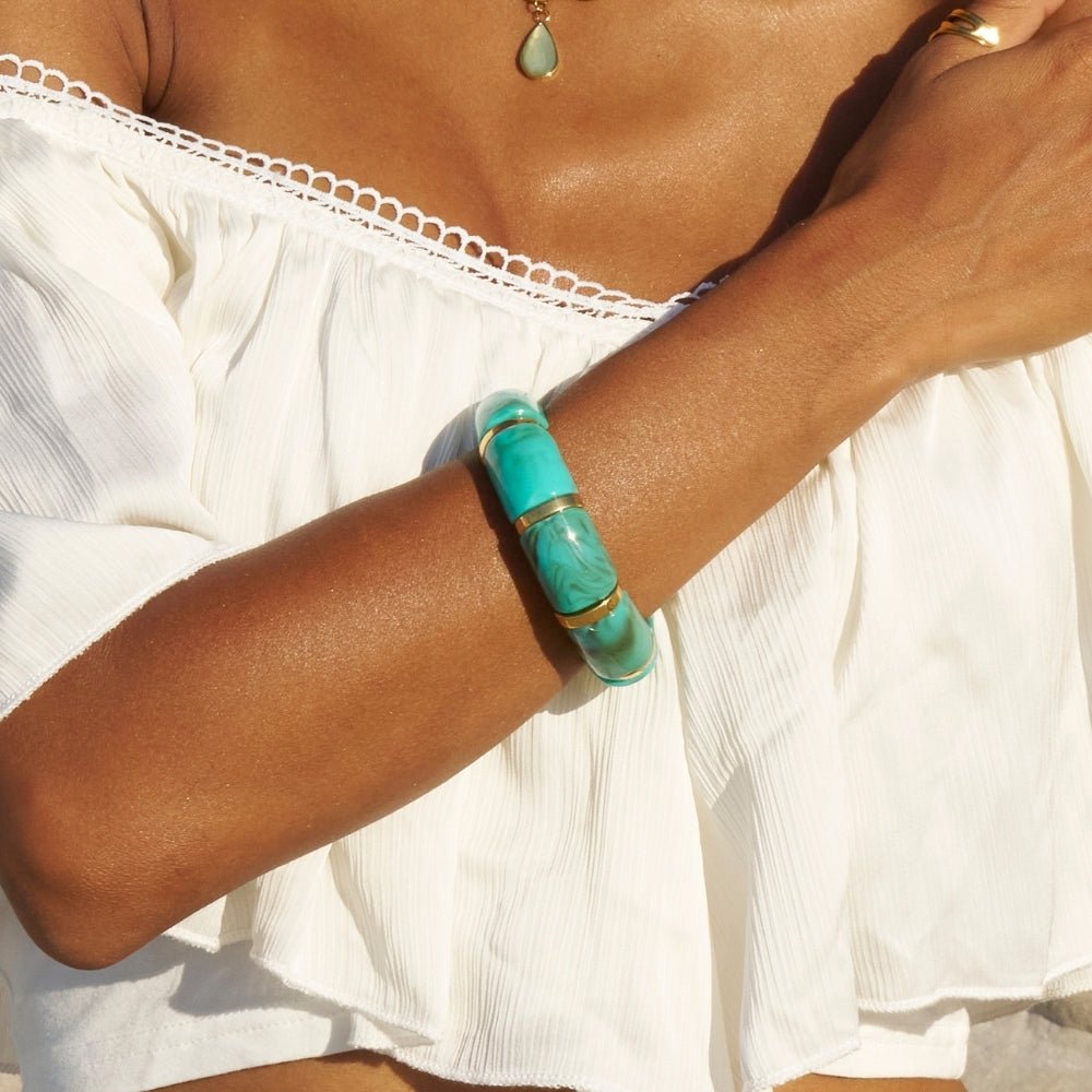 Priya Gold-Tone and Teal Elastic Bracelet
