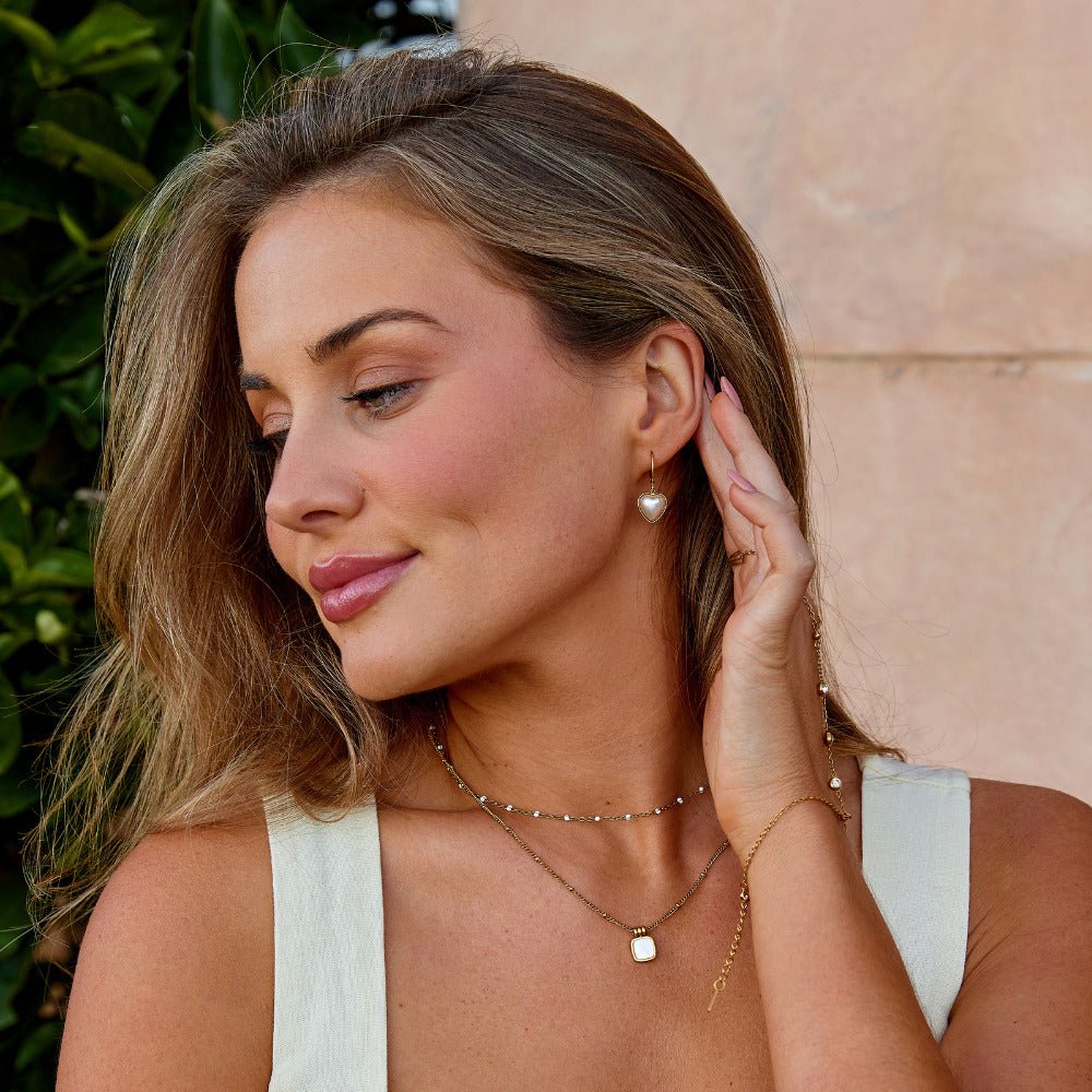 Pure Heart Pearl Hoops
