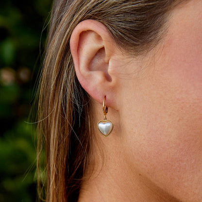 Pure Heart Pearl Hoops