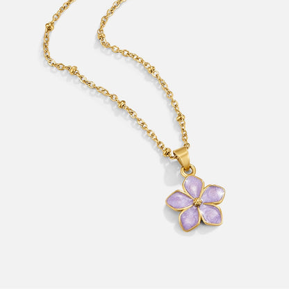 Purple Sakura Bloom Gold-Tone Necklace
