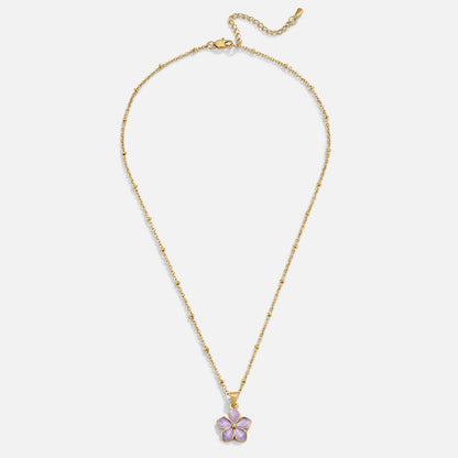Purple Sakura Bloom Gold-Tone Necklace