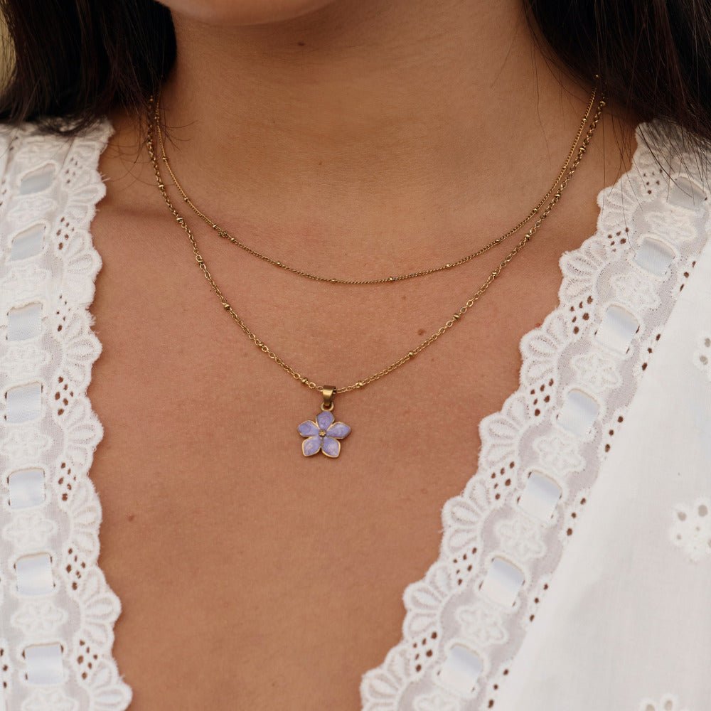 Purple Sakura Bloom Gold-Tone Necklace