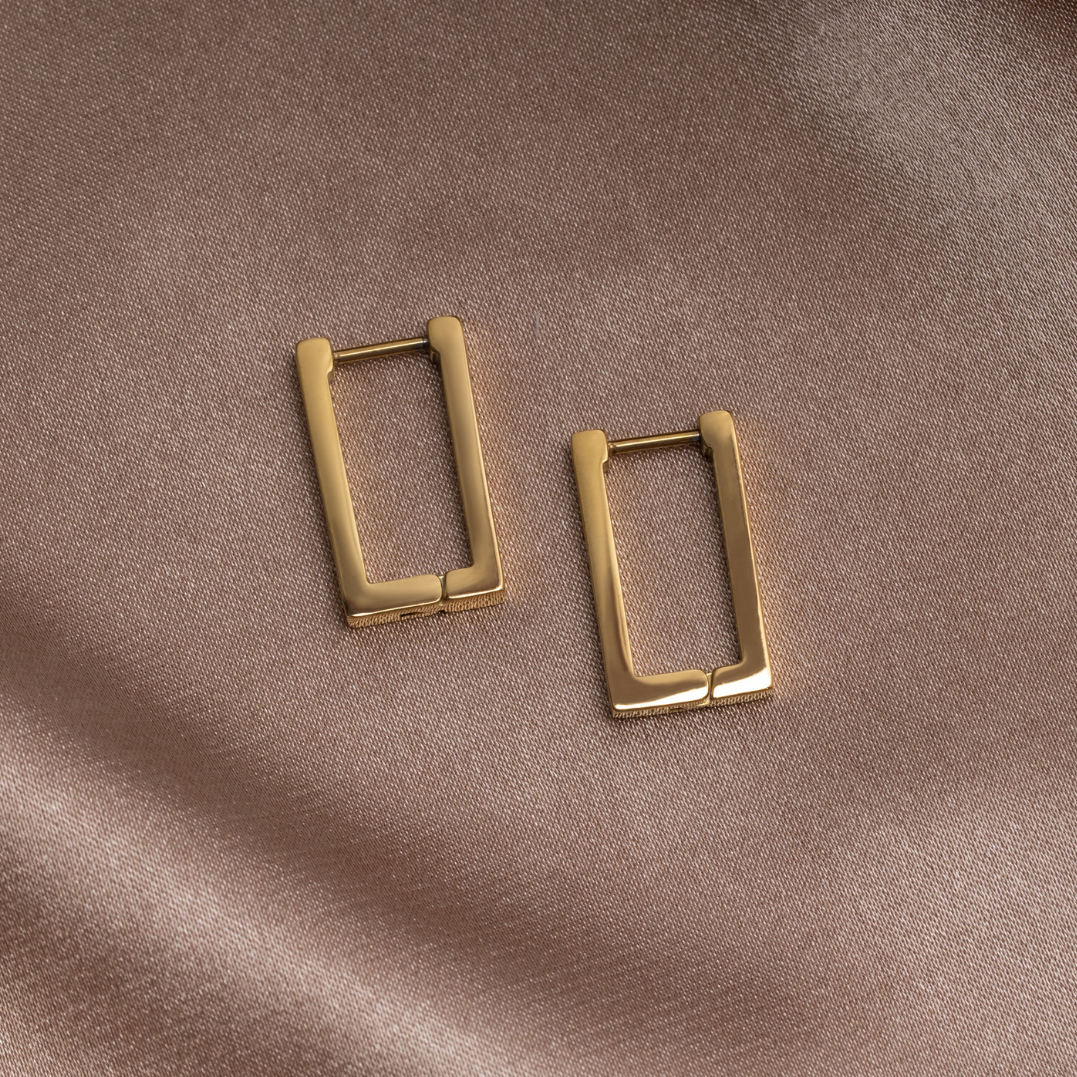 Gold-Tone Rectangle Hoop Earrings