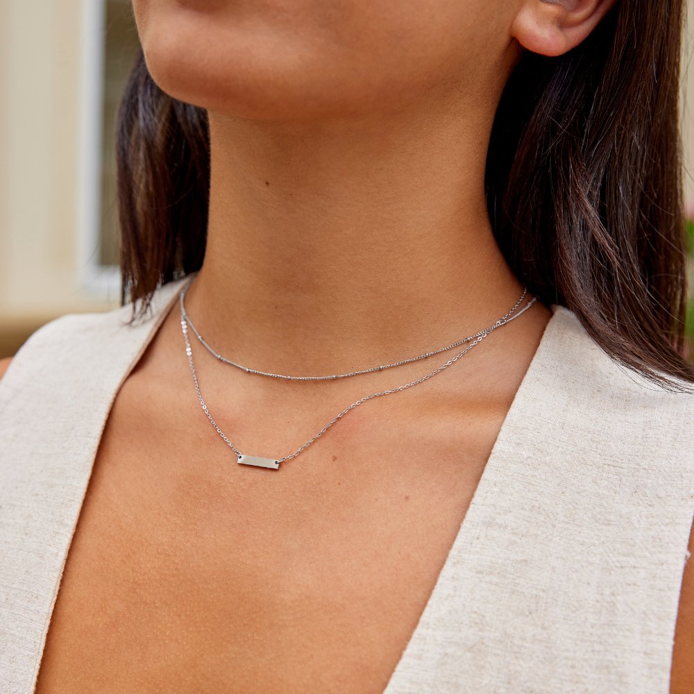 Rina Silver-Tone Bar Necklace