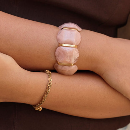 Rose Pink Stone Stretch Bracelet