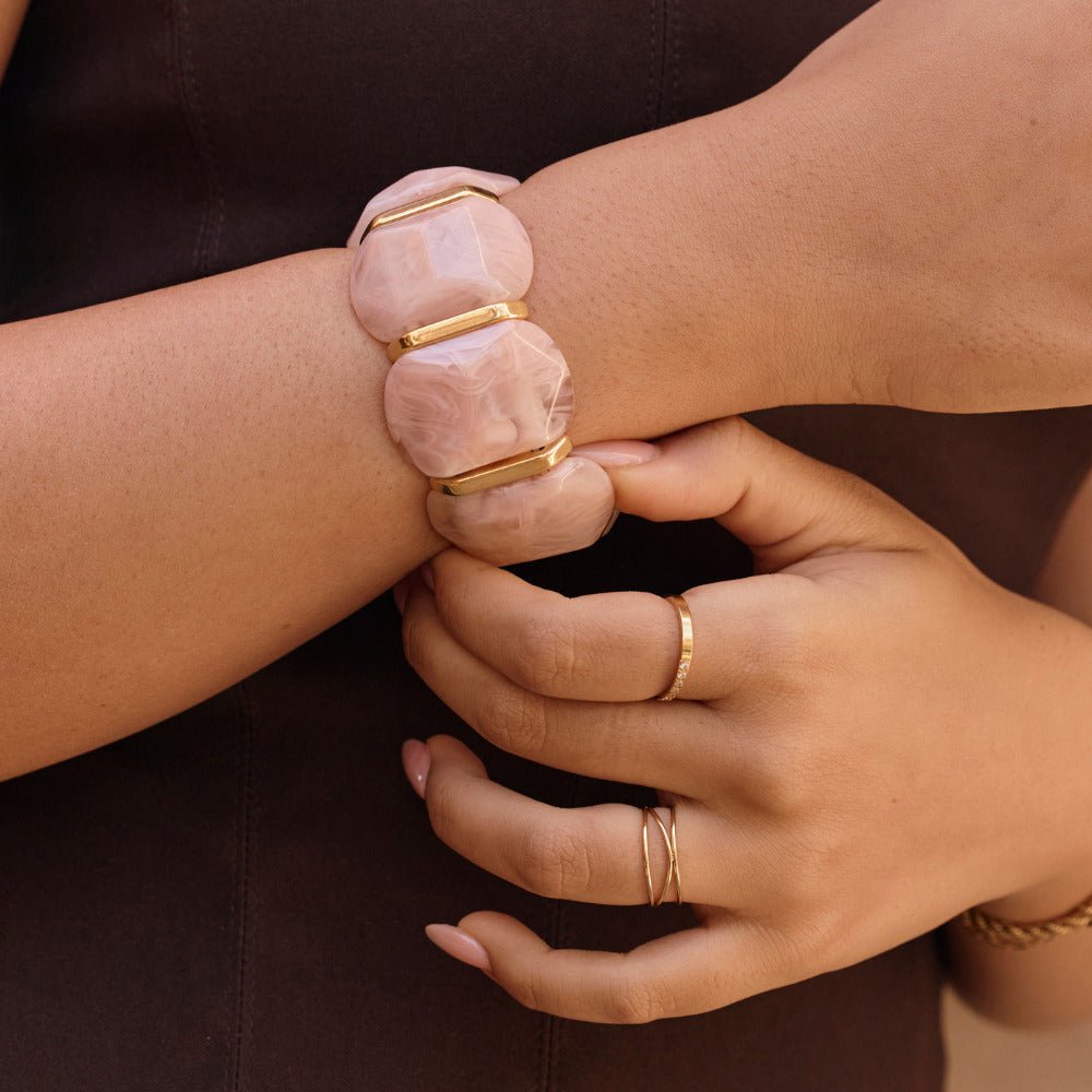 Rose Pink Stone Stretch Bracelet