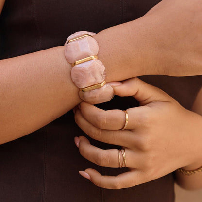 Rose Pink Stone Stretch Bracelet