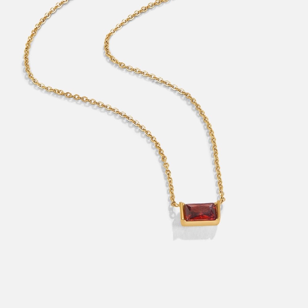 Ruby Red Baguette Necklace