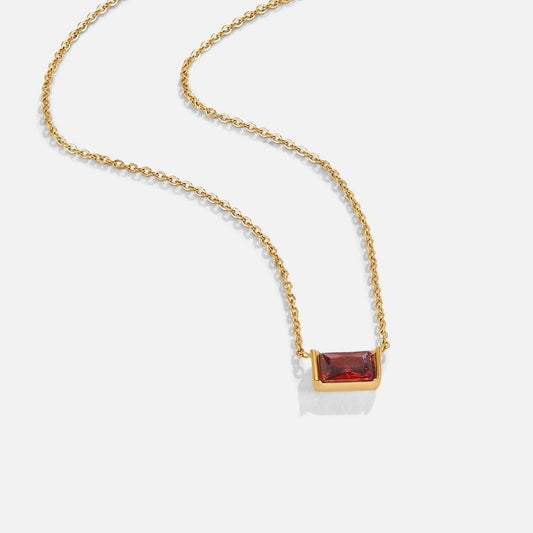Ruby Red Baguette Necklace