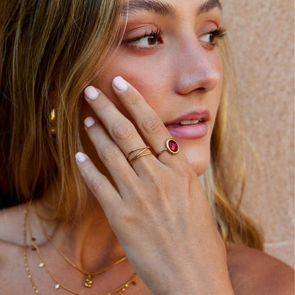 Ruby Red Gold-Tone Crystal Ring