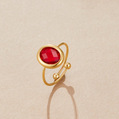 Ruby Red Gold-Tone Crystal Ring