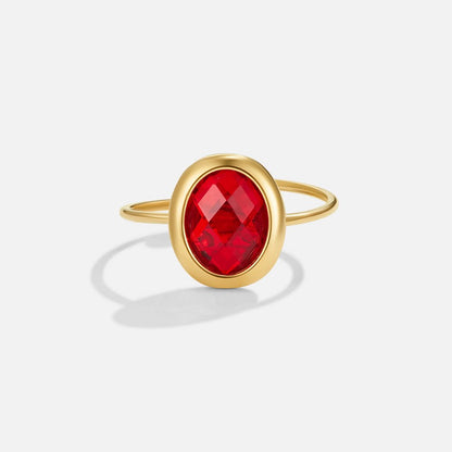 Ruby Red Gold-Tone Crystal Ring