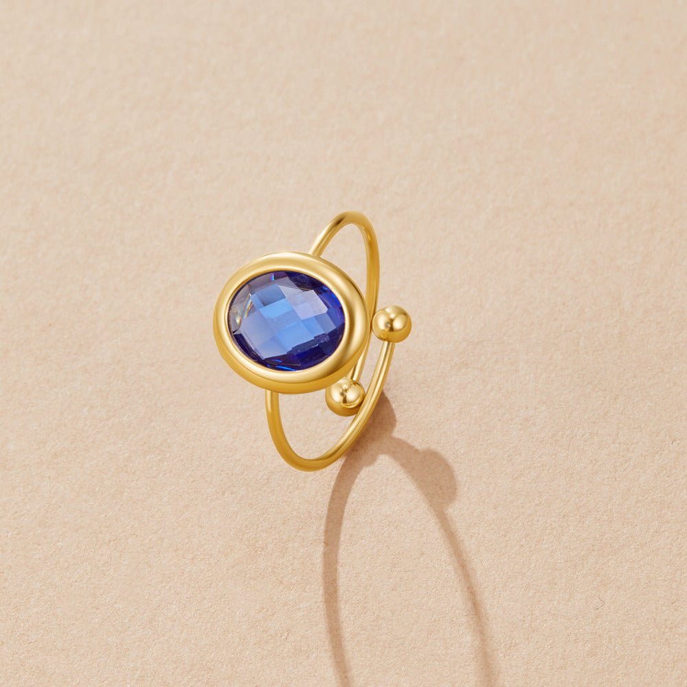 Sapphire Blue Gold-Tone Crystal Ring