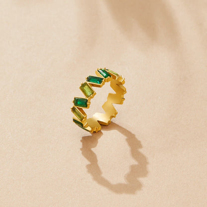 Sapphire Blue Crystal Baguette Ring