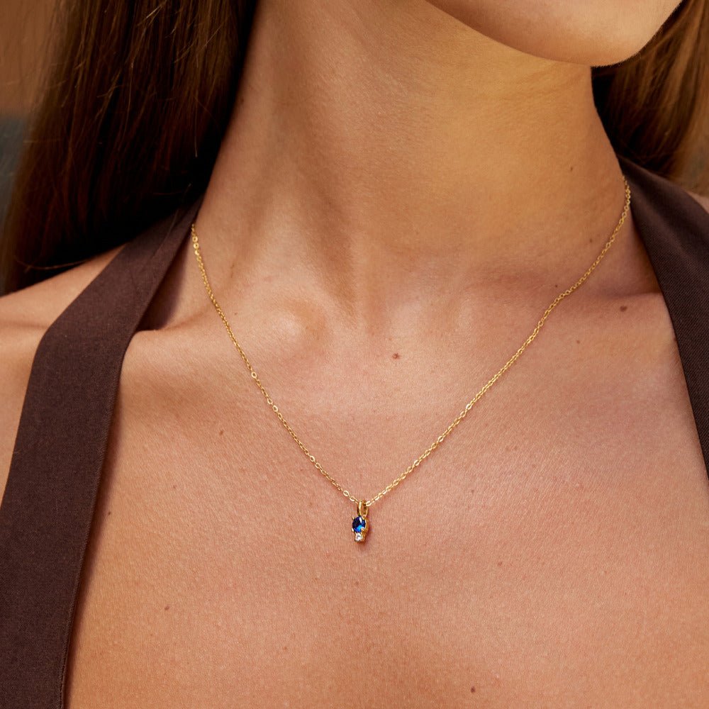Sapphire Blue Drop Pendant Necklace