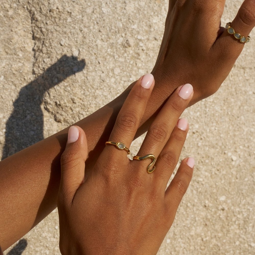 Selene Gold-Tone Moonstone-Effect Ring