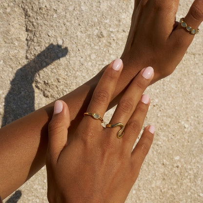 Selene Gold-Tone Moonstone-Effect Ring