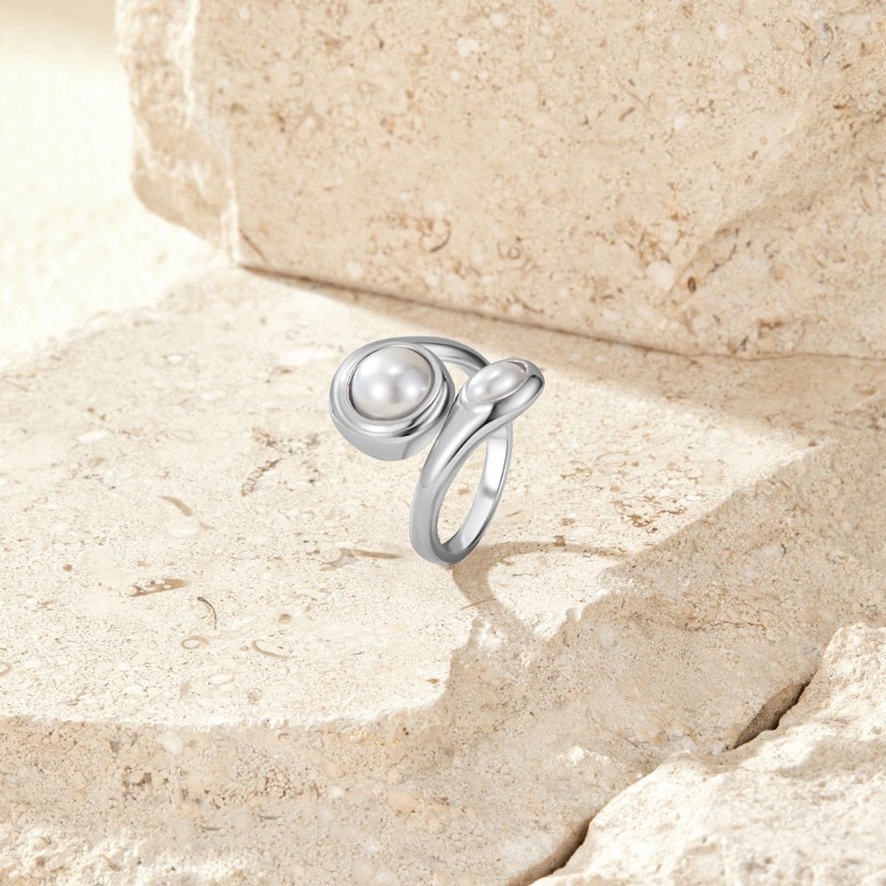 Amara Silver-Tone Pearl Wrap Ring